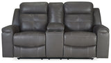 Jesolo Dark Gray Reclining Loveseat With Console