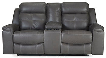 Jesolo Dark Gray Reclining Loveseat With Console