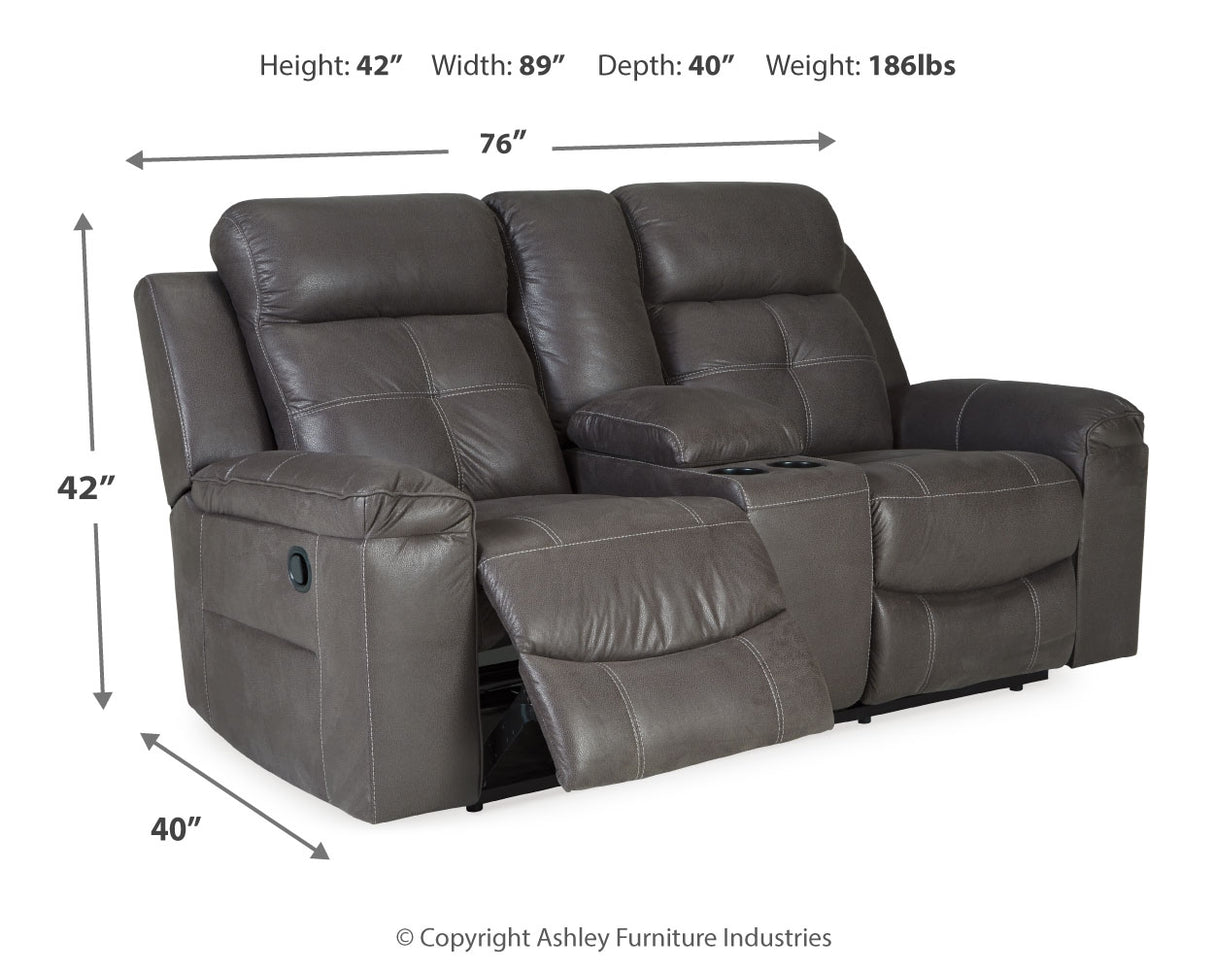 Jesolo Dark Gray Reclining Loveseat With Console