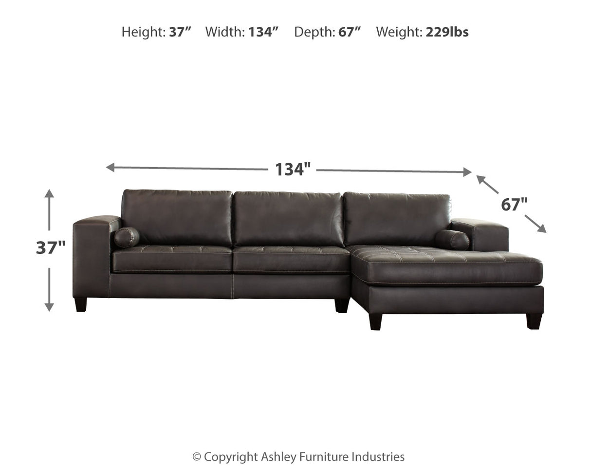 Nokomis 2-Piece Sectional with Chaise and Oversized Accent Ottoman