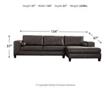 Nokomis 2-Piece Sectional with Chaise and Oversized Accent Ottoman