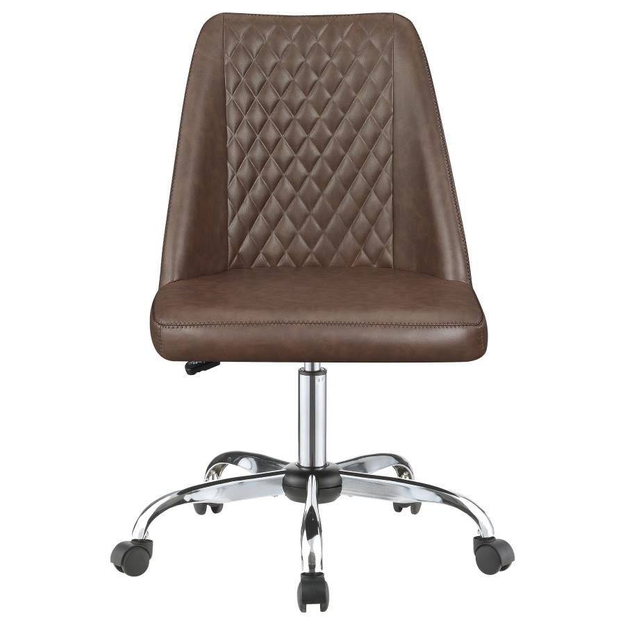 Althea Upholstered Tufted Back Office Chair Brown And Chrome