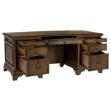 Hartshill Burnished Oak 72-Inch 7-Drawer Executive Desk