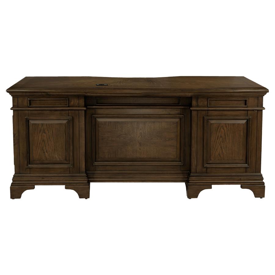 Hartshill Burnished Oak 72-Inch 7-Drawer Executive Desk