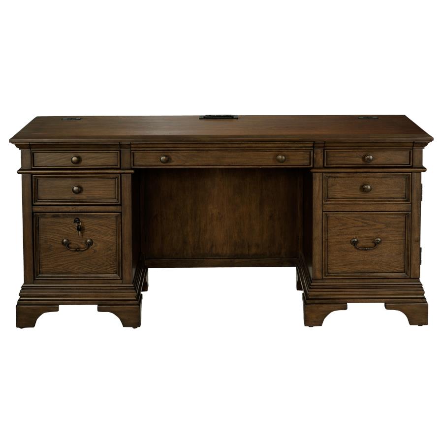 Hartshill Burnished Oak 66-Inch 5-Drawer Credenza Office Desk Burnish