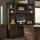 Hartshill Burnished Oak 66-Inch 5-Drawer Credenza With Hutch