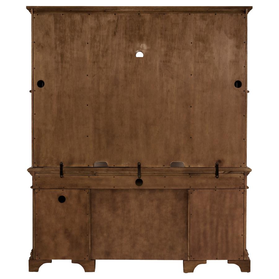 Hartshill Burnished Oak 66-Inch 5-Drawer Credenza With Hutch