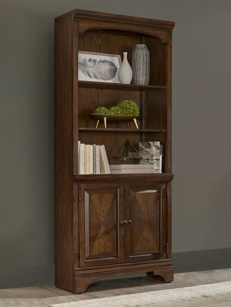 Hartshill Bookcase With Cabinet Burnished Oak