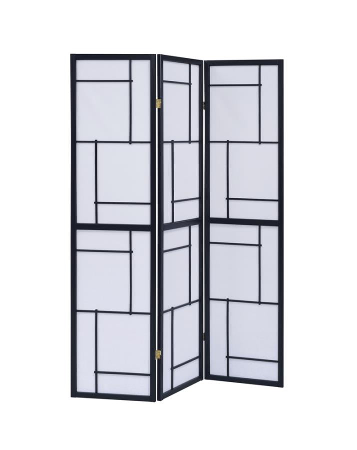 Katerina 3-Panel Folding Floor Screen Black And White