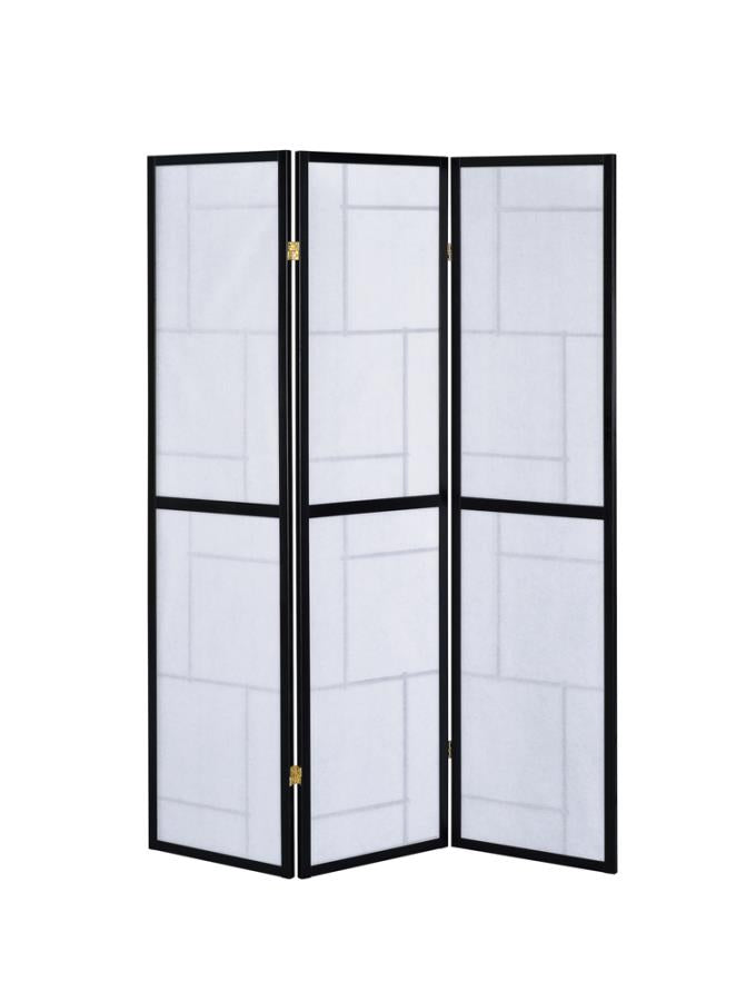 Katerina 3-Panel Folding Floor Screen Black And White