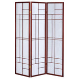 Katerina 3-Panel Folding Floor Screen White And Cherry