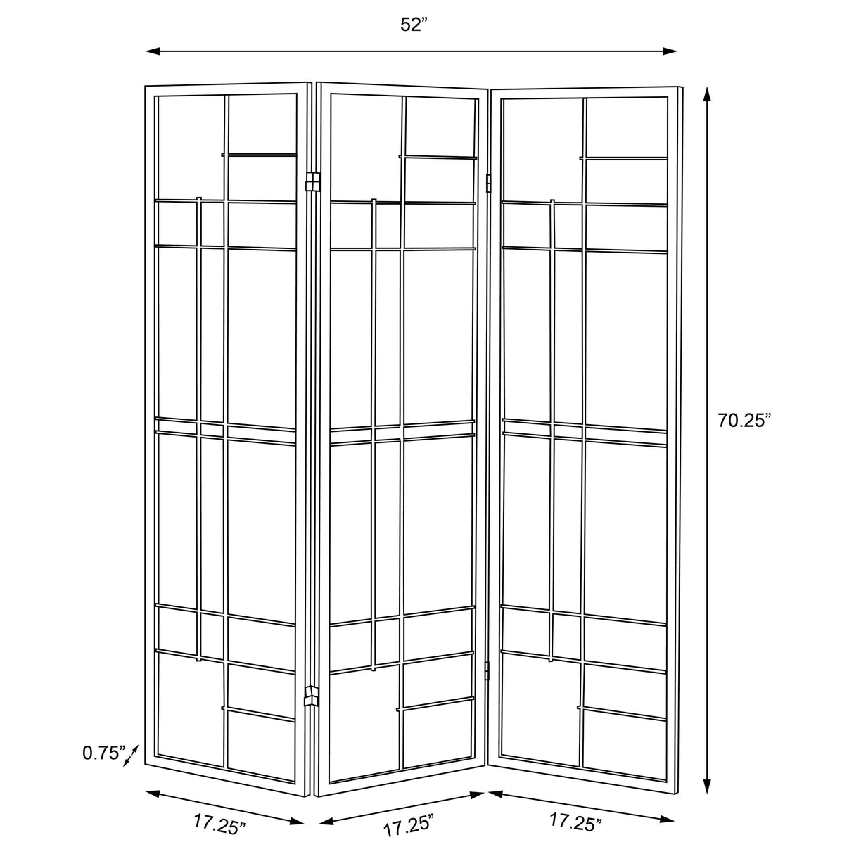 Katerina 3-Panel Folding Floor Screen White And Cherry