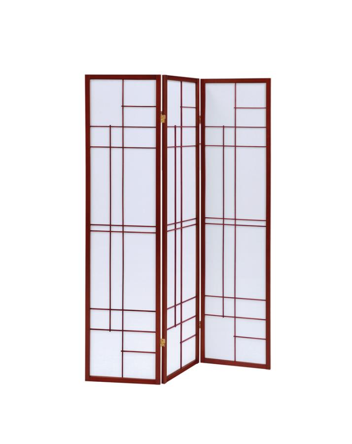 Katerina 3-Panel Folding Floor Screen White And Cherry