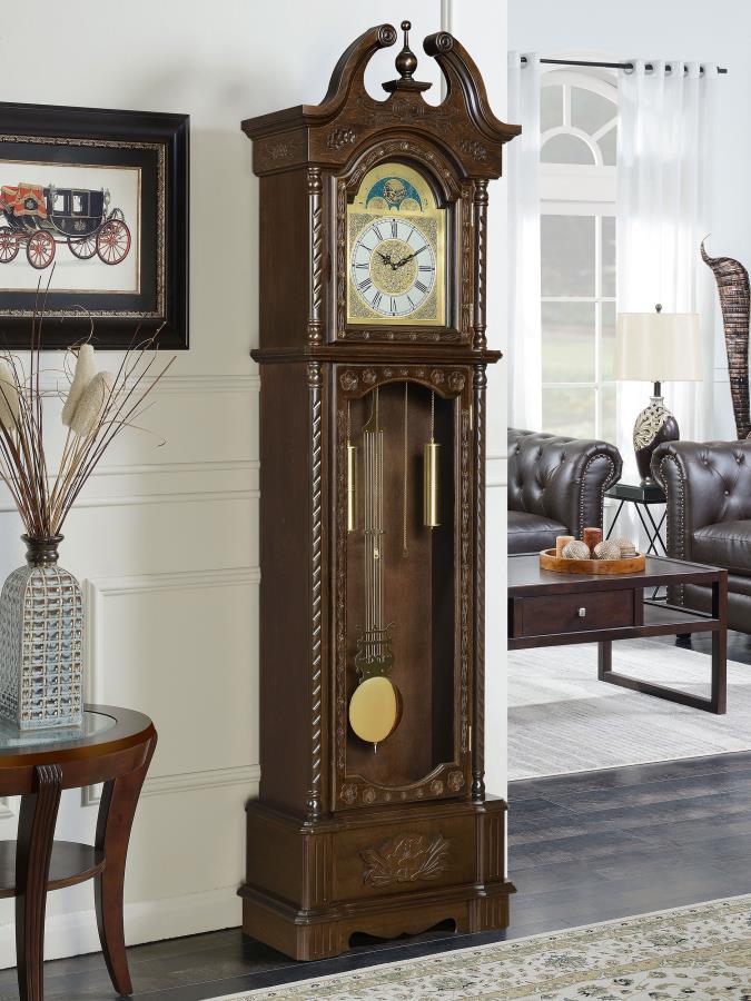 Cedric Grandfather Clock With Chime Golden Brown