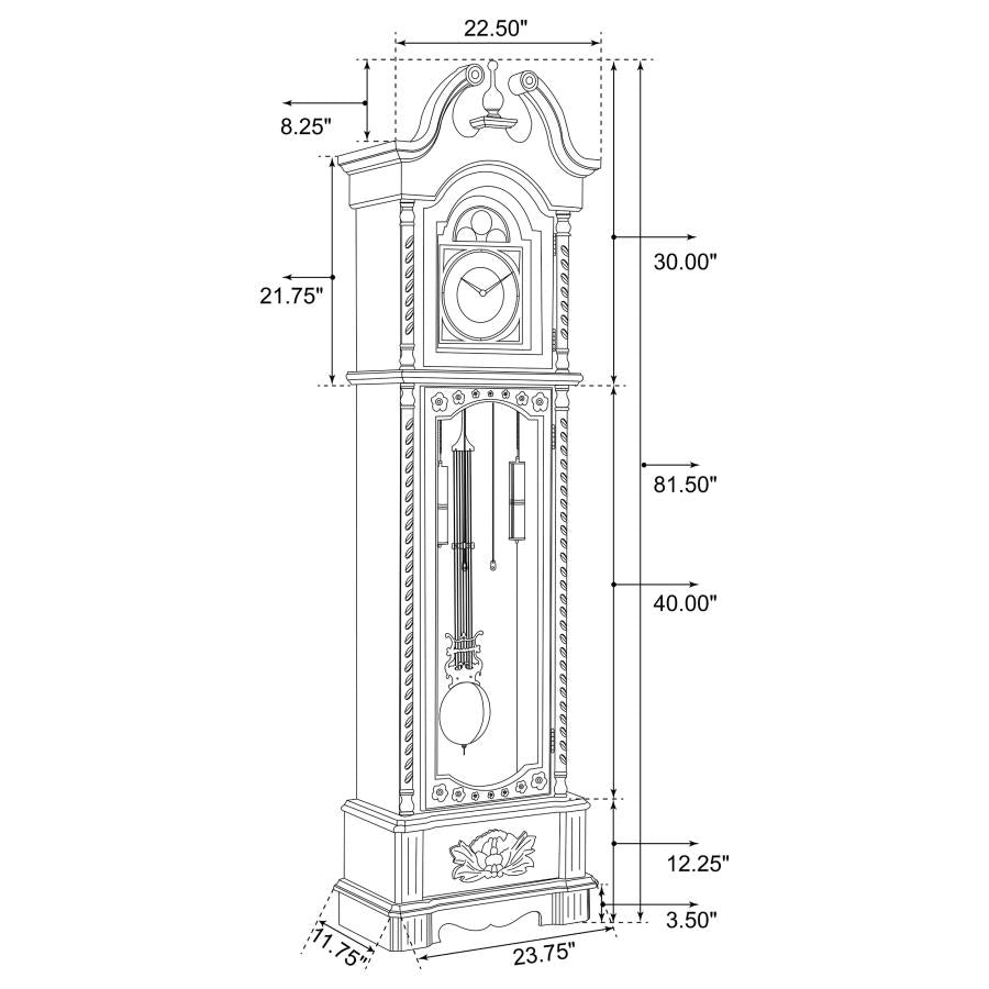 Cedric Grandfather Clock With Chime Golden Brown