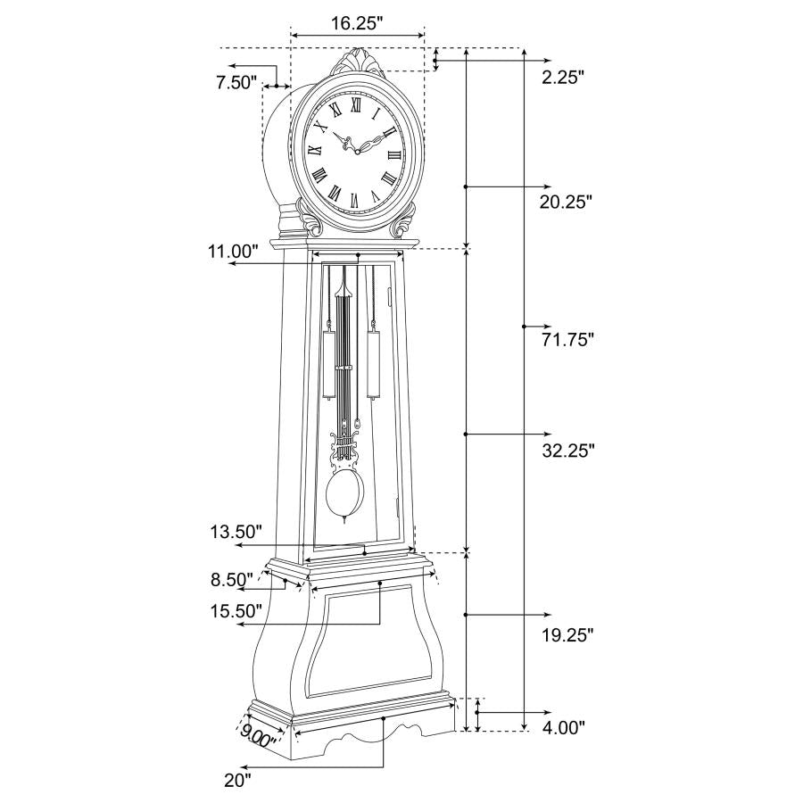 Narcissa Grandfather Clock With Chime Brown Red