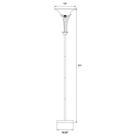 Archie Floor Lamp With Frosted Ribbed Shade Brushed Steel