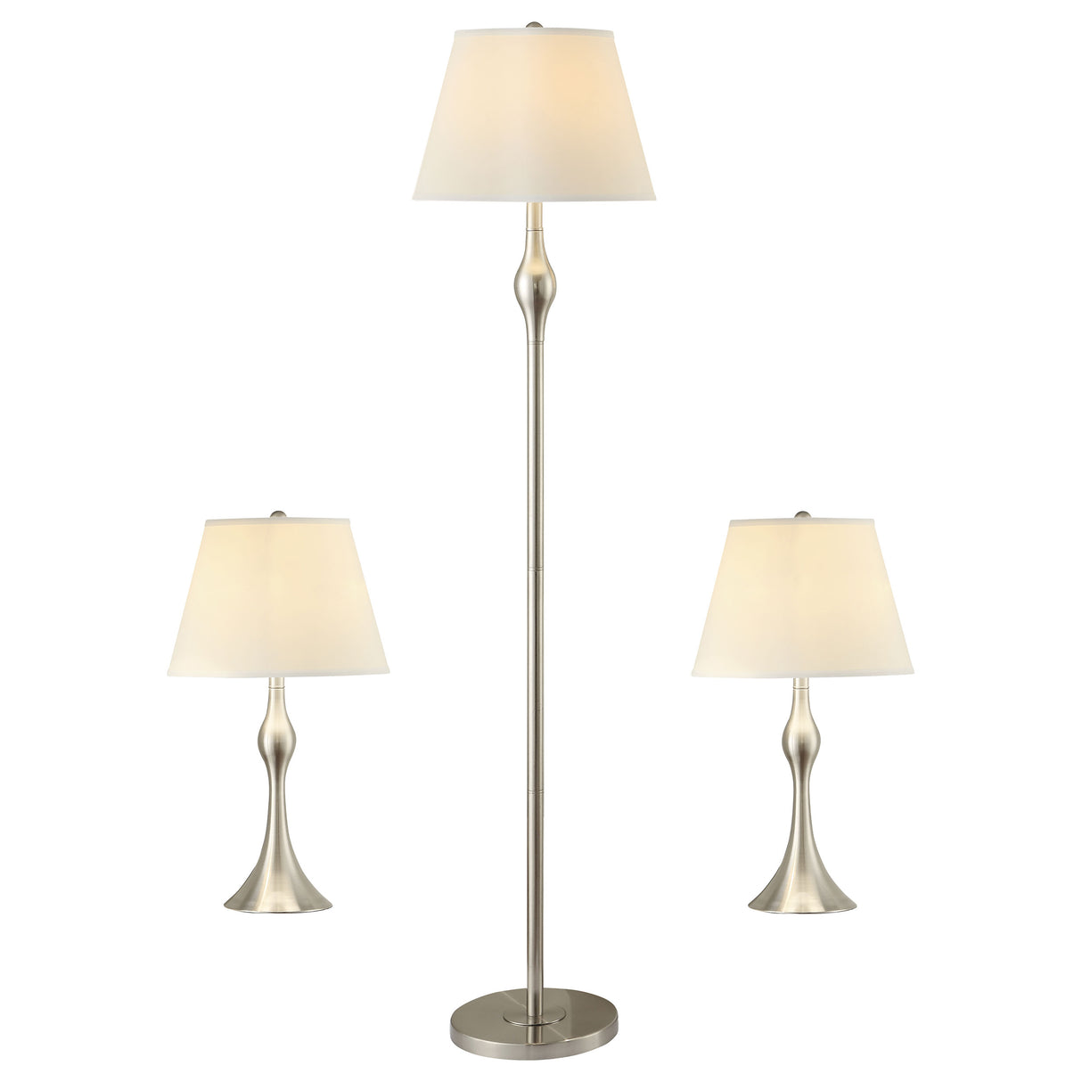 Griffin 3-Piece Slender Lamp Set Brushed Nickel