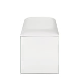 Nysa Ivory Synthetic Leather , Mirrored & Faux Crystals Vanity Stool