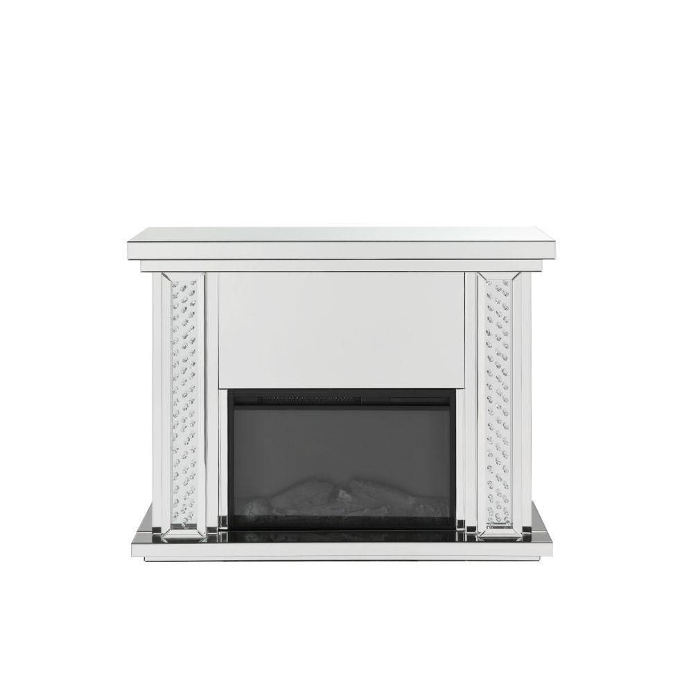 Nysa Mirrored & Faux Crystals Fireplace