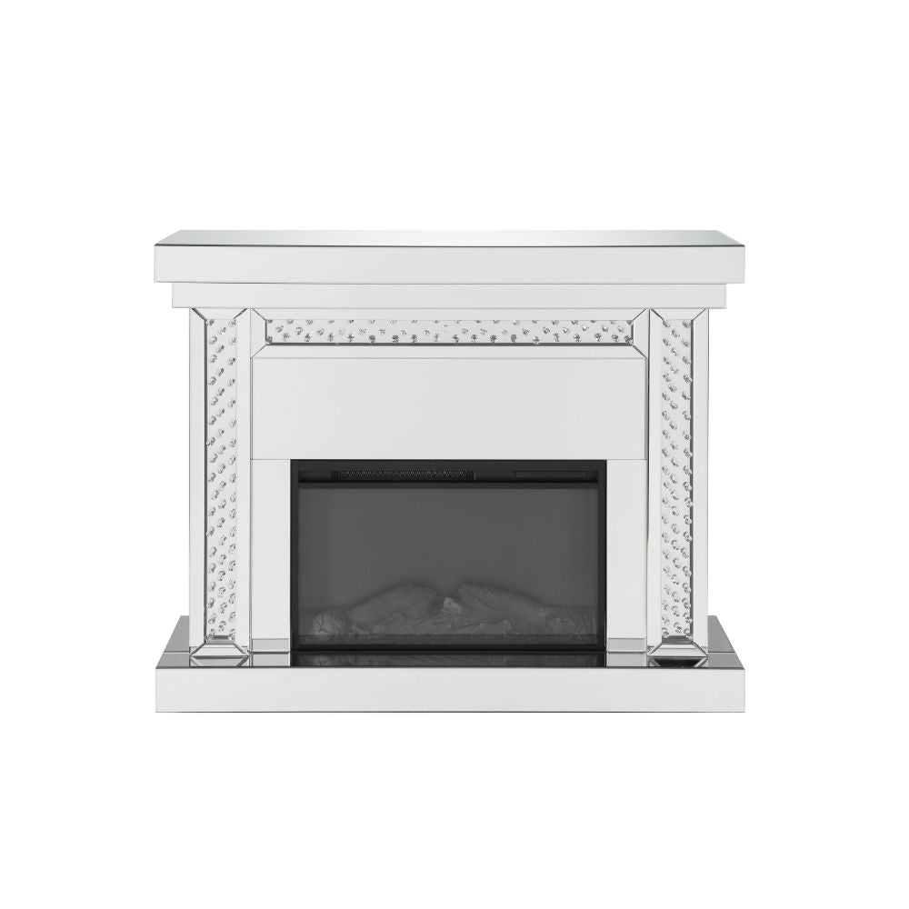 Nysa Mirrored & Faux Crystals Fireplace