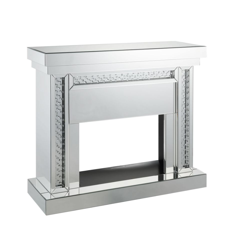 Nysa Mirrored & Faux Crystals Fireplace