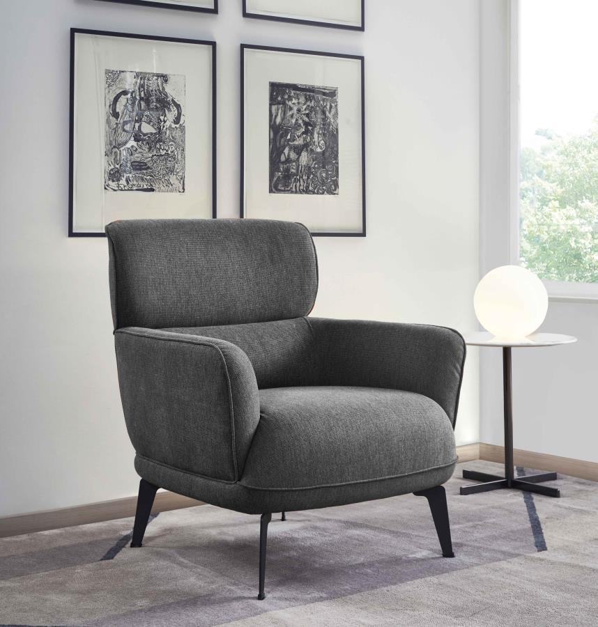 Andrea Upholstered Crecent Arm Accent Chair Grey