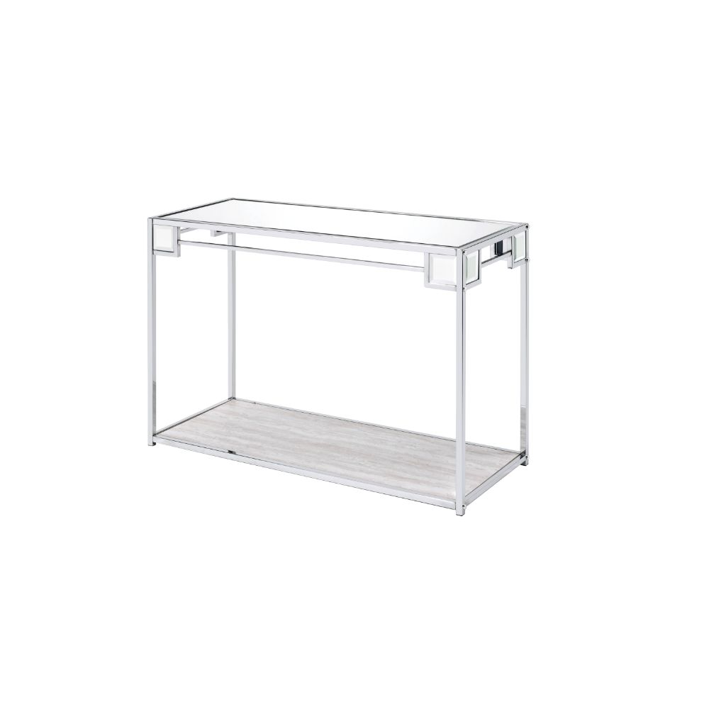 Asbury Mirrored & Chrome Finish Accent Table