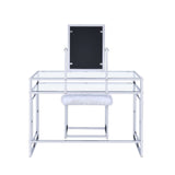 Carenze White Faux Fur & Chrome Finish Ii Vanity Desk