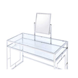 Carenze White Faux Fur & Chrome Finish Ii Vanity Desk