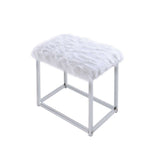 Carenze White Faux Fur & Chrome Finish Ii Vanity Desk