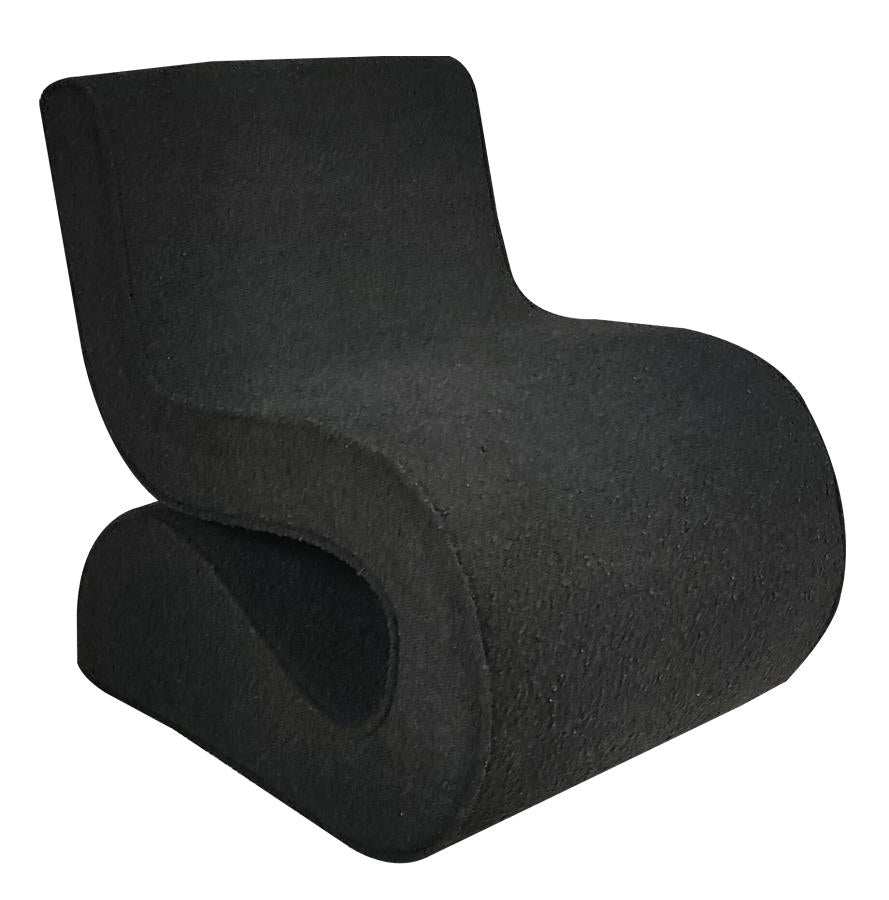 Ronea Boucle Upholstered Armless Curved Chair Charcoal