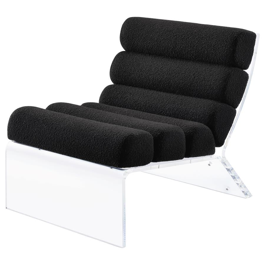 Serreta Boucle Upholstered Armless Acrylic Chair Black