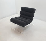 Serreta Boucle Upholstered Armless Acrylic Chair Black