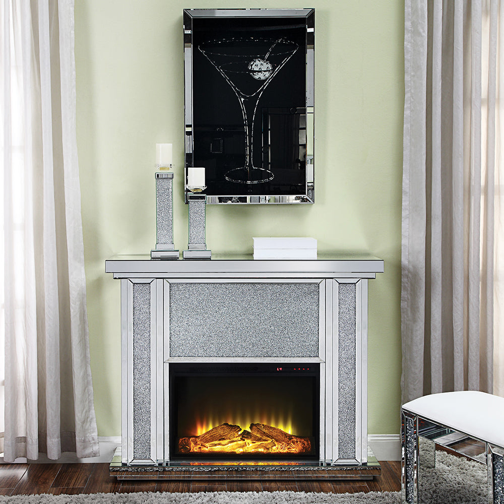 Nowles Mirrored & Faux Diamonds Fireplace