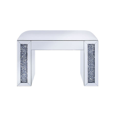 Noralie Synthetic Leather , Mirrored & Faux Diamonds Vanity Stool