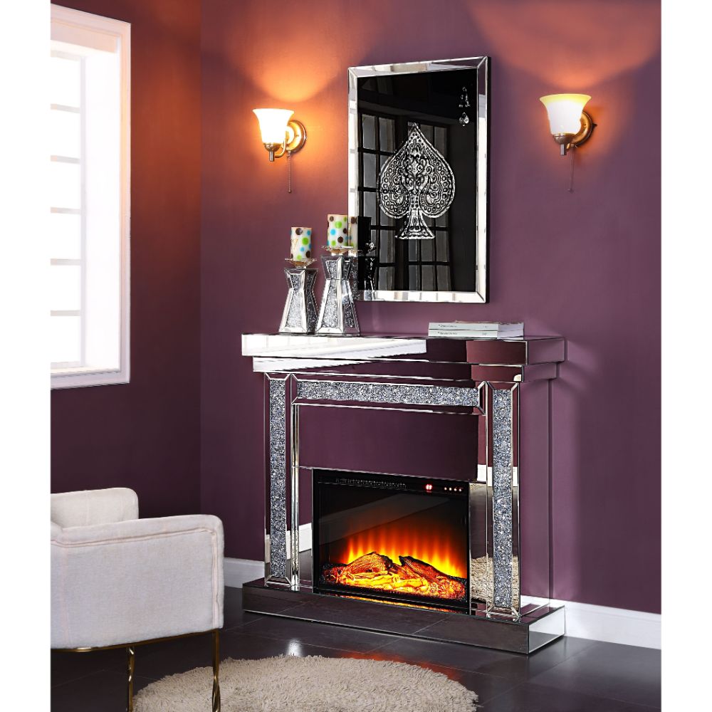 Noralie Mirrored & Faux Diamonds Fireplace