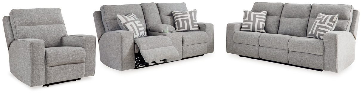 Biscoe Pewter Power Reclining Sofa, Loveseat And Recliner