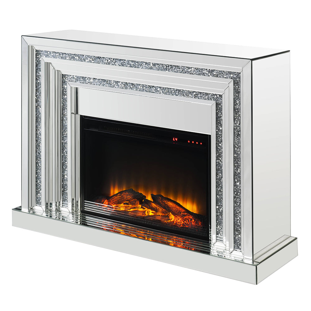 Noralie Mirrored & Faux Diamonds Fireplace