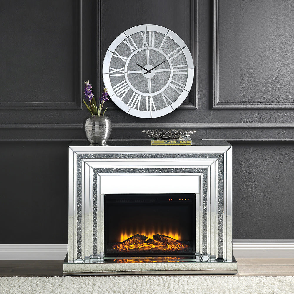 Noralie Mirrored & Faux Diamonds Fireplace