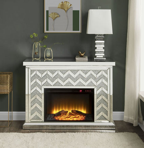 Noralie Mirrored & Faux Diamonds Fireplace