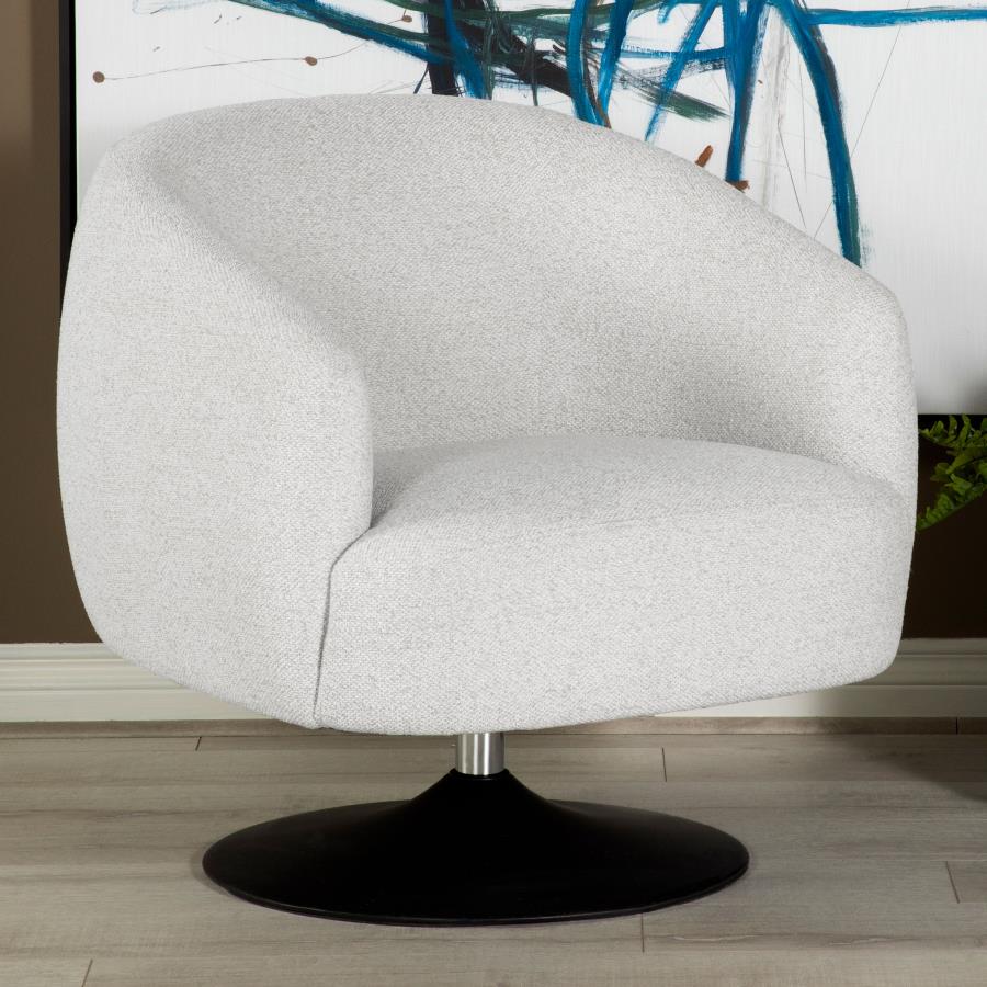 Dave Upholstered Swivel Accent Chair Beige And Matte Black