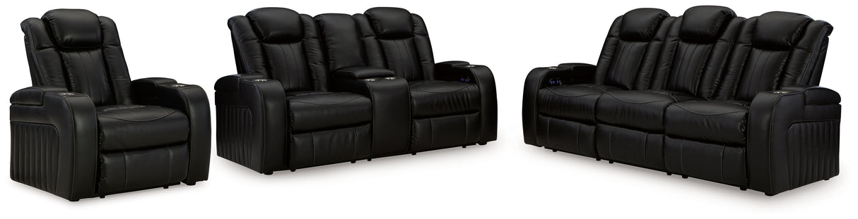 Caveman Den Midnight Power Reclining Sofa, Loveseat And Recliner