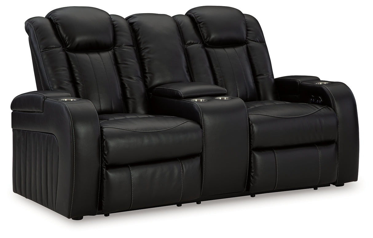 Caveman Midnight Den Power Reclining Loveseat With Console