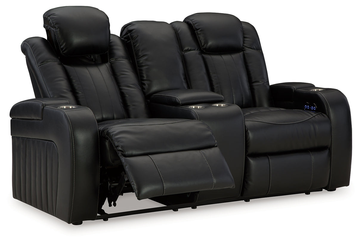 Caveman Midnight Den Power Reclining Loveseat With Console