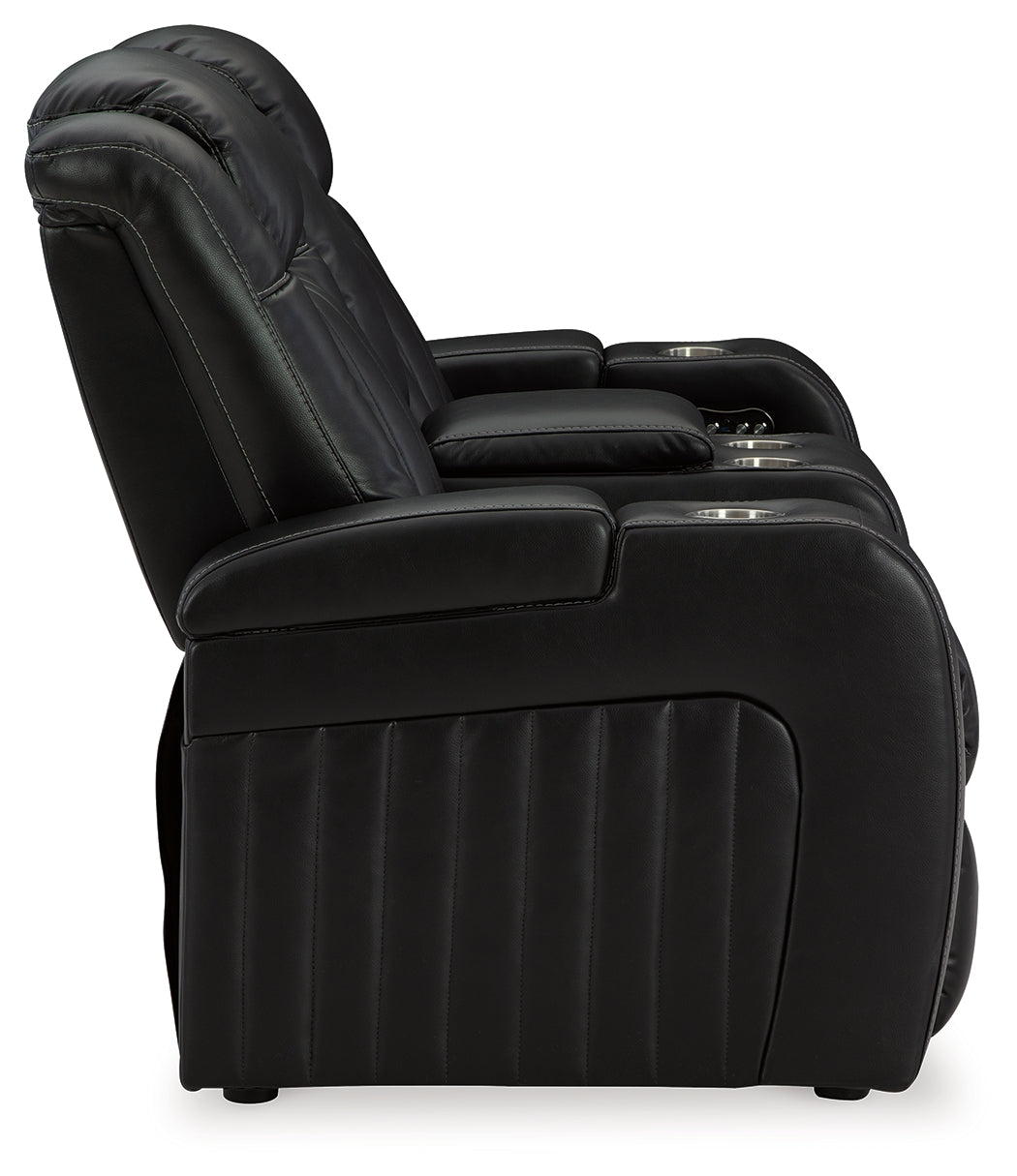 Caveman Midnight Den Power Reclining Loveseat With Console