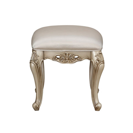 Gorsedd Fabric & Golden Ivory Finish Vanity Stool