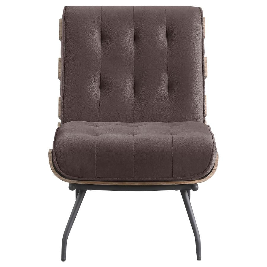 Aloma Upholstered Tufted Armless Accent Chair Brown