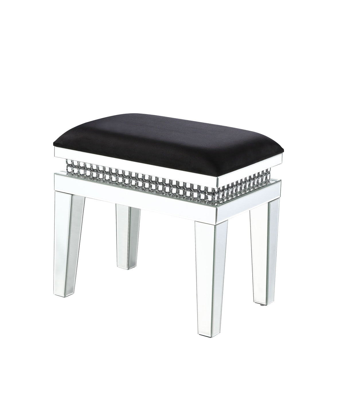 Lotus Mirrored, Faux Ice Cube Crystals Vanity Stool