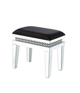 Lotus Mirrored, Faux Ice Cube Crystals Vanity Stool